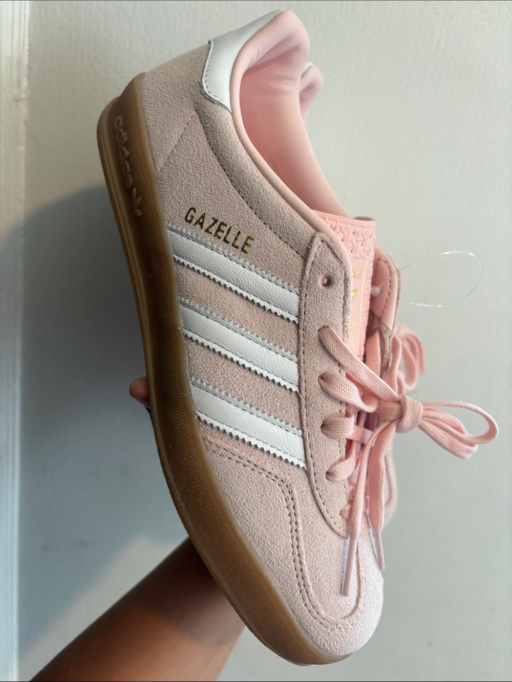 adidas Gazelle Pastel Pink Suede Sneakers with White Stripes - Picture 7 of 13